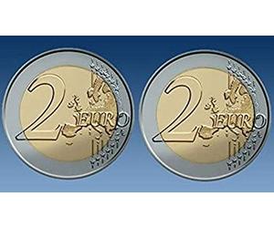 QUICK PICK MAGIC PAIR OF REAL DOUBLE SIDED TWO EURO COIN [1 Two Headed and 1 Two Tailed TWO EURO COIN]
