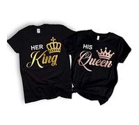 Quick Printing King Queen Tshirt (UK, Alpha, M, Regular, Regular, Her King on Black)