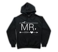 Quick Printing Mr Mrs Couple Matching Hoodie 2024, Just Married Hoodie, Hubby Wifey Hoody (UK, Alpha, L, Regular, Regular, Mr on Black)