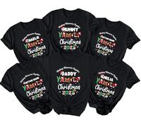 Quick Printing Personalised Family Christmas 2025 T-Shirt Matching Family Xmas Tops Custom Name Holiday Shirt for Mummy Daddy Kids Making Memories Together Festive Outfit Gift Black