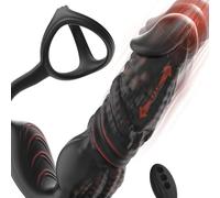 Quick Push in Anal Vibrator - 6-in-1, 9 Thrust & Vibration Modes, Silicone Penis Ring, Remote Control (Unisex)