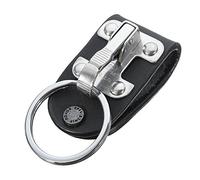 Quick Release Belt Clip Ring Holder Detachable Stainless Steel Black Leather Key Chain Keyring