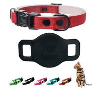 Quick Release Breakaway Cat Collar + AirTag Holder - with Soft Padding, Tactical Fabric Exterior, Natural and Neon Color Options (Cherry Red)