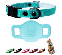Quick Release Breakaway Cat Collar + AirTag Holder - with Soft Padding, Tactical Fabric Exterior, Natural and Neon Color Options (Caribbean Blue)