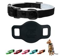 Quick Release Breakaway Cat Collar + AirTag Holder - with Soft Padding, Tactical Fabric Exterior, Natural and Neon Color Options, Compatible with Apple Air Tag and Moto Tags (Charcoal Black)