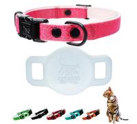 Quick Release Breakaway Cat Collar + AirTag Holder - with Soft Padding, Tactical Fabric Exterior, Natural and Neon Color Options (Famingo Pink)