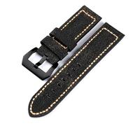 Quick-Release Canvas Watch Strap, Adjustable Elastic Nylon Watch Band, Unisex Replacement Wristband(Brack Brack Buckle,24mm)