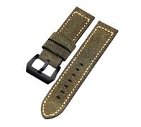 Quick-Release Canvas Watch Strap, Adjustable Elastic Nylon Watch Band, Unisex Replacement Wristband(Green Brack Buckle,24mm)