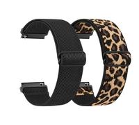 Quick Release Elastic Nylon Watch Straps - Band Width-18mm 19mm 20mm-Choose Colour & Width (19mm, Black/Leopard)