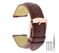 Quick Release Leather Watch Strap 19mm Replacement Watch Band Genuine Calfskin Gold Rose Clasp Polished Buckle Super Soft Padded