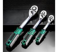 Quick Release Ratchet Drive Socket Wrench with 72 Teeth and Reversible Rotation, Ergonomic Design for Comfort and Efficiency (3pcs)