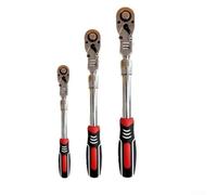 Quick Release Ratchet Wrench Set 3 Pieces, 72 Tooth 1/4 3/8 1/2 inch with Telescoping Handle for Auto Repairs, Professional Socket Tool Kit(3/8in)