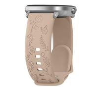 Quick Release Rose Butterfly Engraved Strap for Smart Watch Straps 20mm Women,Silicone Sport Strap with Silver Plated Stainless Steel Buckle for Samsung Galaxy/Garmin/Fossil/Amazfit(MilkTea)