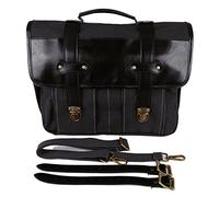 Quick-release saddlebag Motorcycle Sissy Bar Bag Waxed Canvas Leather Saddlebags Khaki Tail Portable Messenger For Vulcan 900(Black)