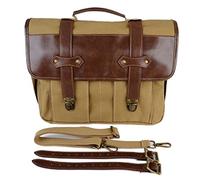 Quick-release saddlebag Motorcycle Sissy Bar Bag Waxed Canvas Leather Saddlebags Khaki Tail Portable Messenger For Dyna(Brown)
