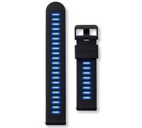 Quick Release Silicone Watch Strap | 20 mm Black & Blue | Soft Rubber Sports Band | Black Buckle | Compatible with Garmin Approach Forerunner Venu Vivoactive & Vivomove Models (20mm, Black and Blue)