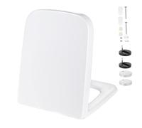 Quick Release Soft Close White Toilet Seat - Detachable Square Lid, Easy Clean PP Material, 35.5x45cm, Bathroom Accessory for Modern Homes
