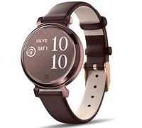 Quick Release Watch Band for Garmin Lily 2, Lily 2 Active/Classic, 14mm Dark Brown Leather Strap with Rose Gold Hardware