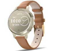Quick Release Watch Band for Garmin Lily 2, Lily 2 Active/Classic, 14mm Leather Strap with Stainless Steel Hardware (Brown (Gold Hardware))