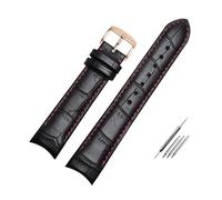 Quick Release Watch Bands For Women Men, Stretch Replacement Watch Bands, Leather Watch Bracelet Curved End Watch Strap 20mm 21mm 22mm Watch Replacement Wristband Men's Watch Accessories(Black Red Pin