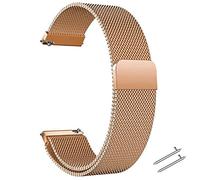 Quick Release Watch Strap - 20mm/22mm Lug Width Stainless Steel Metal Strap Milanese Mesh Wristband Magnetic Lock Replacement Band Smart Watch Wristbands for Men Women (22mm, Rose Gold)