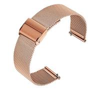 Quick Release Watch Strap,Mesh Woven Metal Watch Band Clasp for Men and Women,Universal Watchband for Smart Watches Fossil Watch strap and Seiko Watches 22mm Rose gold Double Buckle