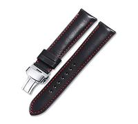 Quick Release Watchband 18/19/20/21/22mm Watch Band Leather Strap,Black with Red,19mm