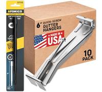 Quick Screw 6 Inch Gutter Hangers - 10 Pack - Gutter Brackets 6 Inch with Bonus 6 Inch Drill Bit - Hidden Bracket Clips with Pre-Assembled Screw - Fix Sagging Rain Gutters