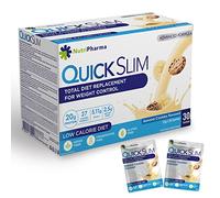 Quick Slim Meal Replacement Shake for Weight Loss, 30 Servings, 20g Protein, 27 Vitamins & Minerals, Dietary Fiber, Low Carb, Gluten Free (Banana Cookies)