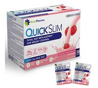 Quick Slim Meal Replacement Shake for Weight Loss, 30 Servings, 20g Protein, 27 Vitamins & Minerals, Dietary Fiber, Low Carb, Gluten Free (Strawberry Cream)