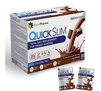 Quick Slim Meal Replacement Shake for Weight Loss, 30 Servings, 20g Protein, 27 Vitamins & Minerals, Dietary Fiber, Low Carb, Gluten Free, Delicious Double Chocolate Flavored