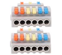 Quick Splice Wire Connectors 2pcs Lever Nuts 3 in 6 out 32a 600v | Compact Copper and Nylon Construction, Supports Stranded Conductors, 0.08-40mm² Wiring, for Lighting Circuits and Appliances