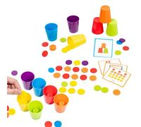 Quick Stack Cups Set,Stackable Nesting Cups Water Pool Tub Toy - Puzzle Thinking Game with 50 Question Cards Color Classification for Interactive Learning