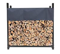 QUICK STAR Metal Firewood Shelving 113 x 25 x 115 cm Garden Firewood Rack Shelter 0.5 m Stacking Aid with Protective Cover Grey