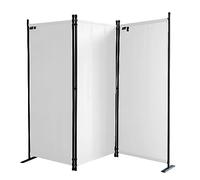 QUICK STAR Paravent 170 x 165 cm Fabric Room Devider Garden 3-Part Patrition Wall Foldable Balcony Privacy Screen White