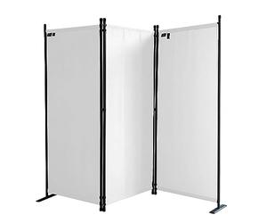 QUICK STAR Paravent 170 x 165 cm Fabric Room Devider Garden 3-Part Patrition Wall Foldable Balcony Privacy Screen White