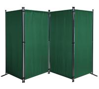 QUICK STAR Paravent 220 x 165 cm Fabric Room Devider Garden 4-Part Patrition Wall Foldable Balcony Privacy Screen Green