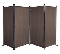 QUICK STAR Paravent 220 x 165 cm Fabric Room Devider Garden 4-Part Patrition Wall Foldable Balcony Privacy Screen Grey-Brown