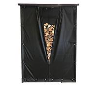 QUICK STAR Weather Protection Set Front- and Back Wall PVC Black for Firewood Rack 130 x 70 x 185 cm