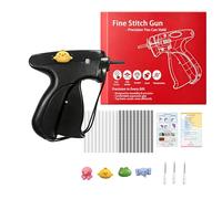 Quick Stitch Clothing Gun, Handheld Mini Sewing Machine Stitcher, Micro Tagging Gun for Clothes with 4 DIY Cartoon Animal Head Options, 1000 Black & 1000 White Fasteners (Pure Night Black)