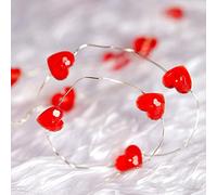Quickdraw 10 Red Heart LED Fairy String Lights - 1.2m Battery-Operated Romantic Decor for Valentine's Day, Bedroom, Wedding, Party - Indoor Decorative Lighting