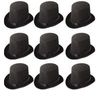 Quickdraw 100 x Black Tall Top Hat Hard Topper Adult Magician Victorian Ringmaster