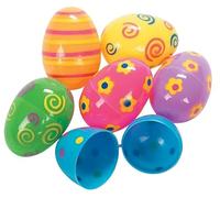 Quickdraw 100 x Plastic Easter Eggs Fillable - 6cm Colourful Patterned Refillable Eggs for Kids - Ideal for Easter Egg Hunts & Gifts - Fill with Sweets Toys & Chocolates - Bulk Pack