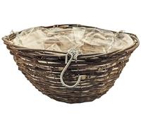 Quickdraw 12” Rattan Hanging Basket Indoor & Outdoor Garden Plants Hanging Flower Planters with Chain & Liner (1 x Basket)