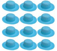 Quickdraw 12 x Blue Easter Bonnets - Kids Easter Bonnet Hats for Decorating - Bulk Pack to Decorate for Crafts & Parades - for Toddlers & Young Children
