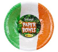 Quickdraw 12 x Ireland Flag Paper Bowls 15cm - St. Patrick’s Day Party Tableware - Irish Themed Bowl for Snacks & Treats - Durable & Recyclable