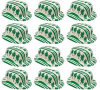 Quickdraw 12 x Irish Shamrock Green Plastic St Patrick's Day Bowler Hats Adults Costume Accessory Fancy Dress Party Ireland Celebration