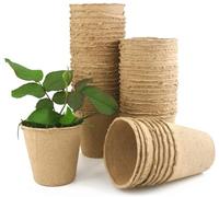 Quickdraw 15 x Fibre Plant Pots - Biodegradable Organic Compostable Seedling Starter Pot - Eco-Friendly Sustainable Gardening Seed Growing H8cm x D8.5cm