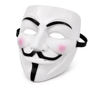 Quickdraw 2 x Guy Fawkes Vendetta Masks for Adults and Older Children - White Anonymous Hacker Masks for Halloween Fancy Dress, Costume Parties and Protests - Multipacks (2)