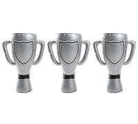 Quickdraw 3 x Giant Inflatable Trophy 60cm Blow up Party Prop Football Tournament Birthday Award World Cup Sports Day Competition Toy Silver Cups